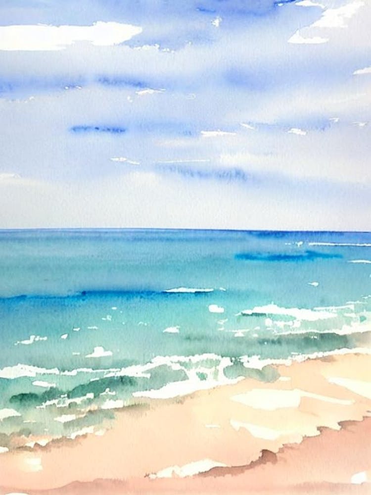 Plage De Pampelonne, Saint Tropez, France Watercolour
