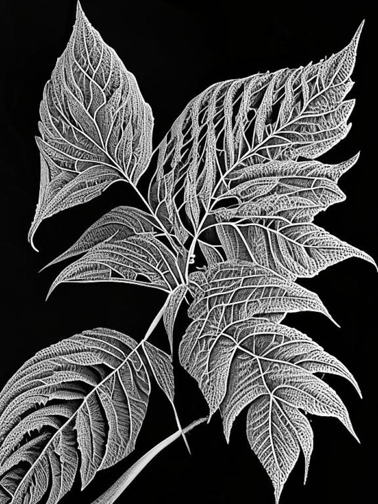 Pokeweed Leaf Linocut 3
