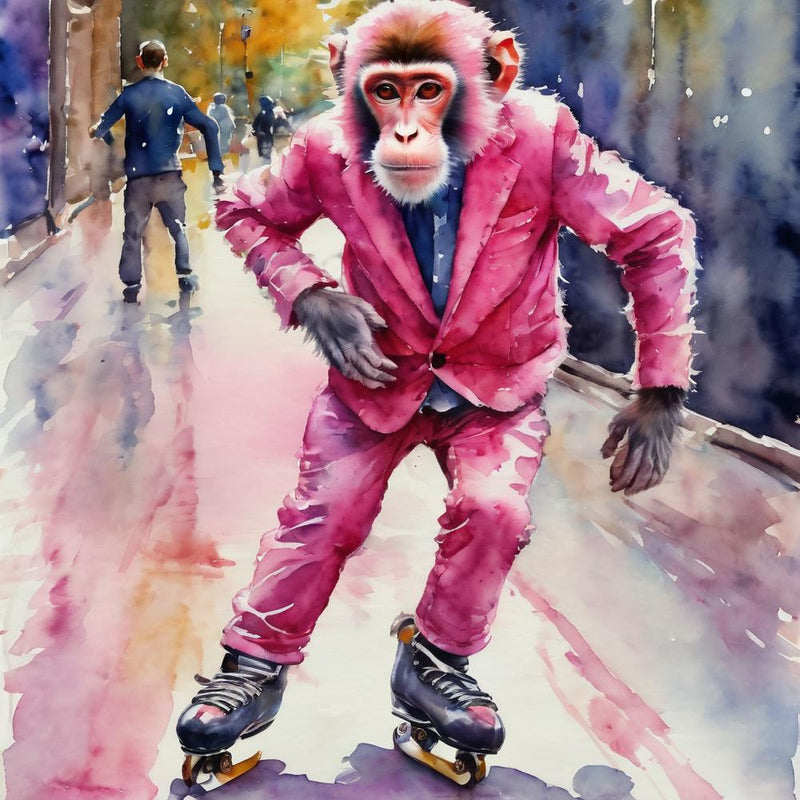 MR Pink auf Rollschuhen