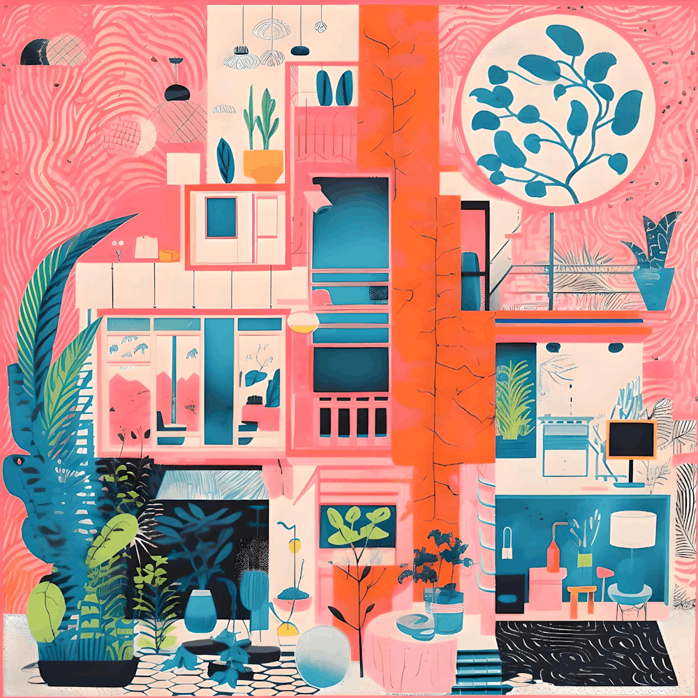 Abstract Scandi Home Illustration