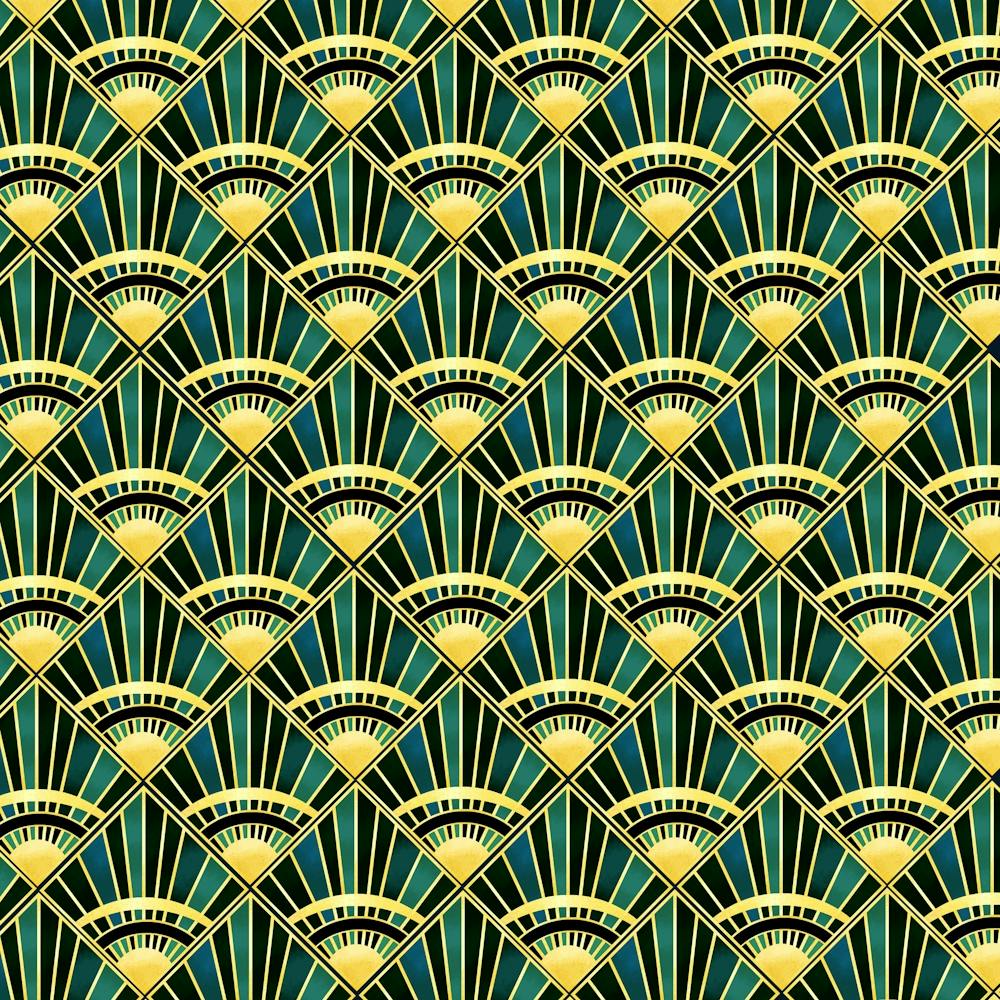 Art Deco Gold and Green