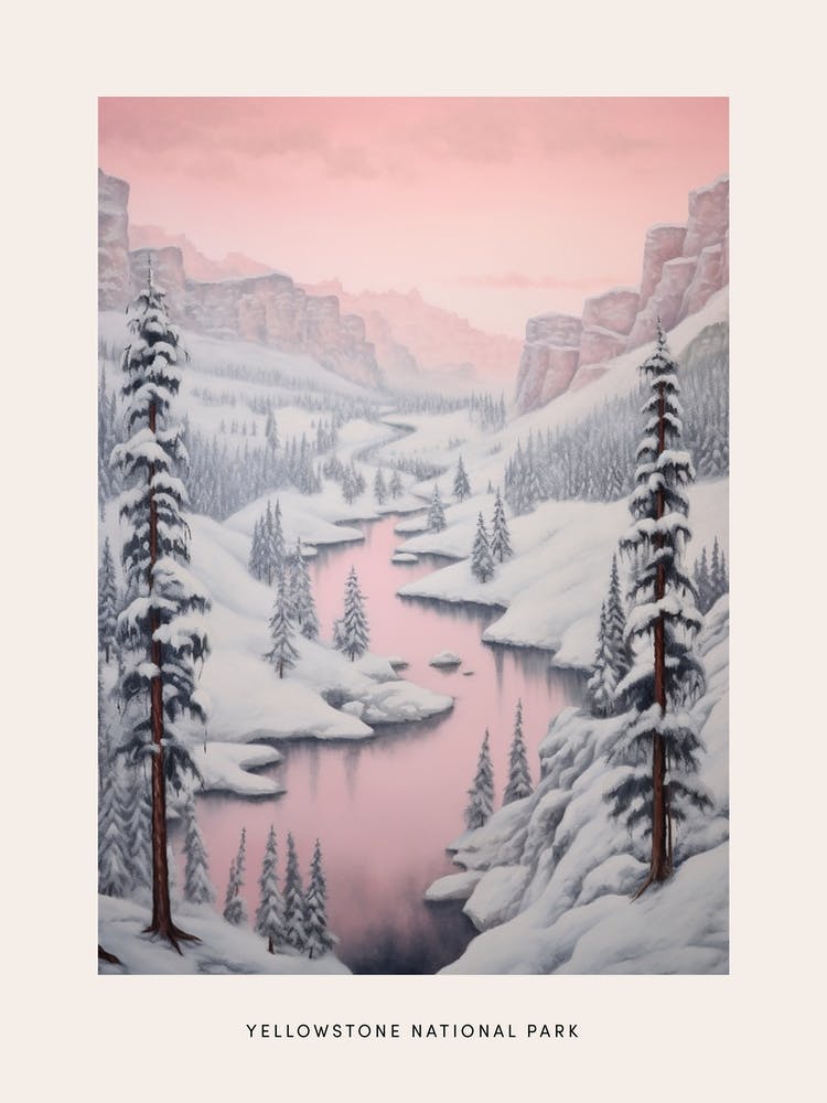 Dreamy Winter National Park Poster  Yellowstone National Park United States 2