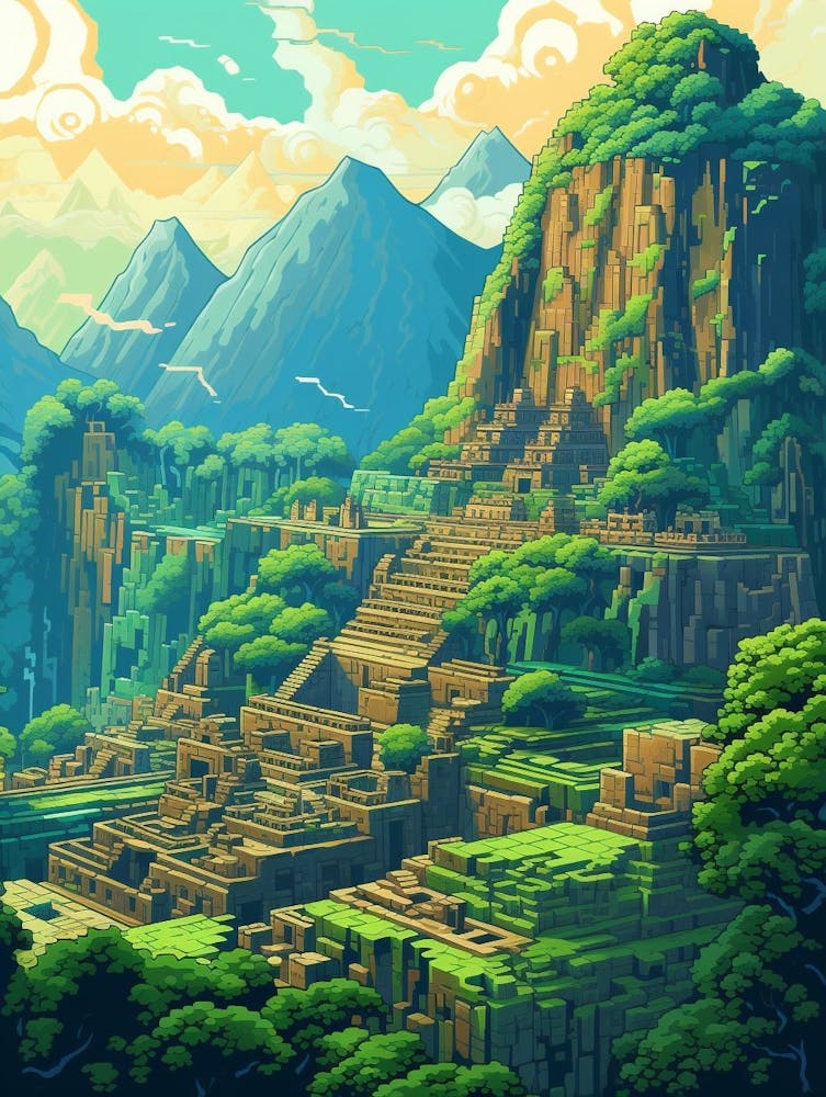 Machu Picchu Pixel Art 2