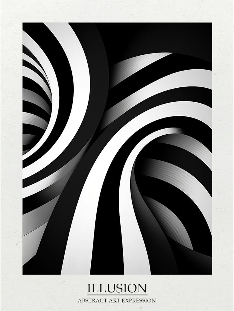 Illusion Abstract Black And White 6 Poster