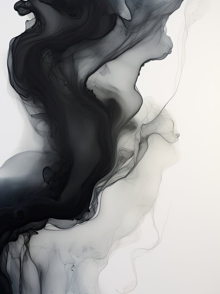 White And Black Flow Asbtract Painting 2