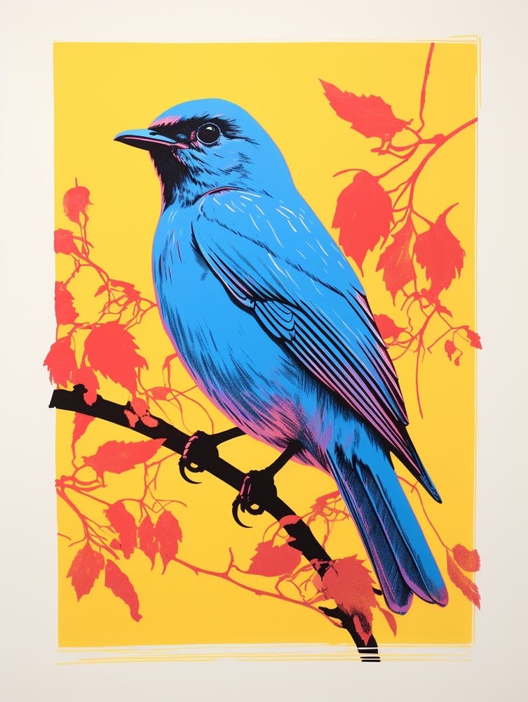Andy Warhol Style Bird Eastern Bluebird 3