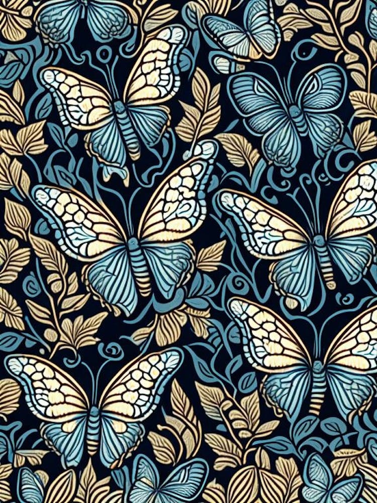 Butterflies Repeat Pattern William Morris Inspired 1