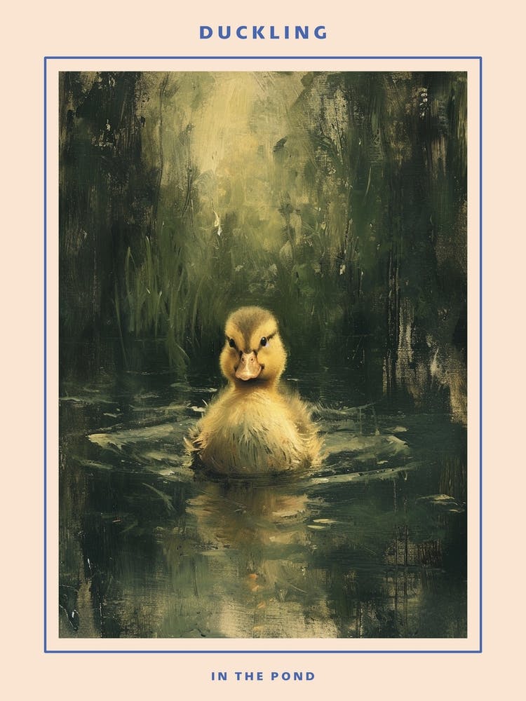 Cute Brushstrokes Ducklings 3 Poster