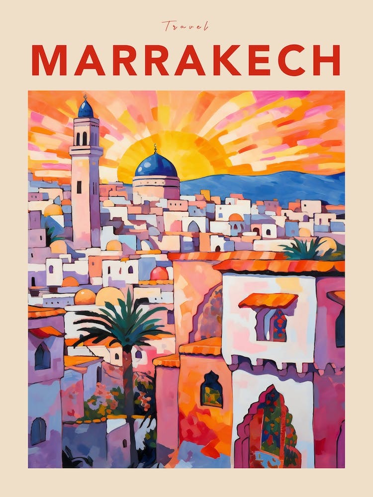 Marrakech Morocco 5 Fauvist Travel Poster