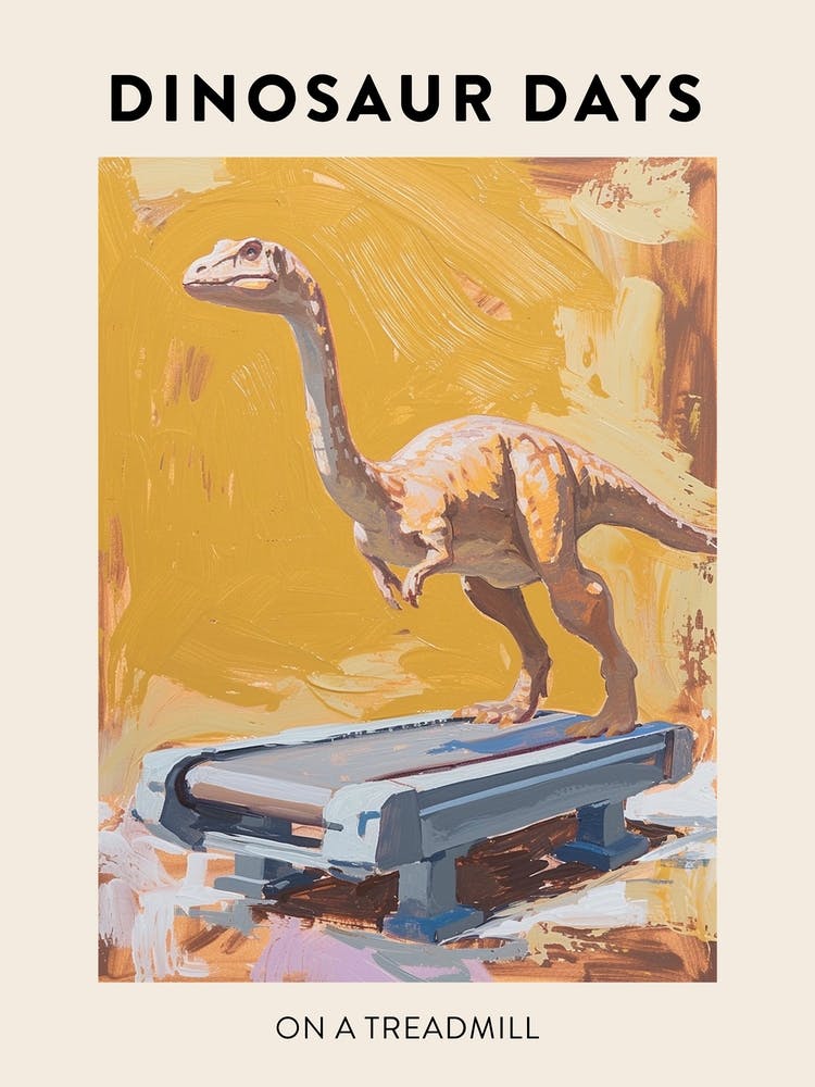 Auf einem Laufband Dinosaurier Poster