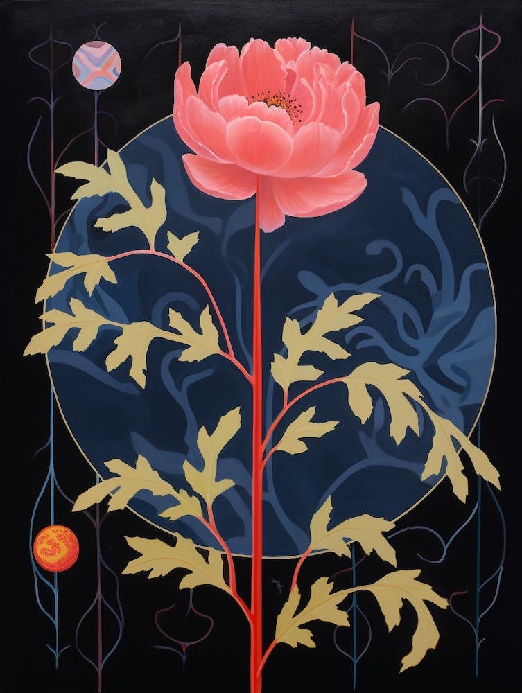 Peony 1 Hilma Af Klint Inspired Flower Illustration