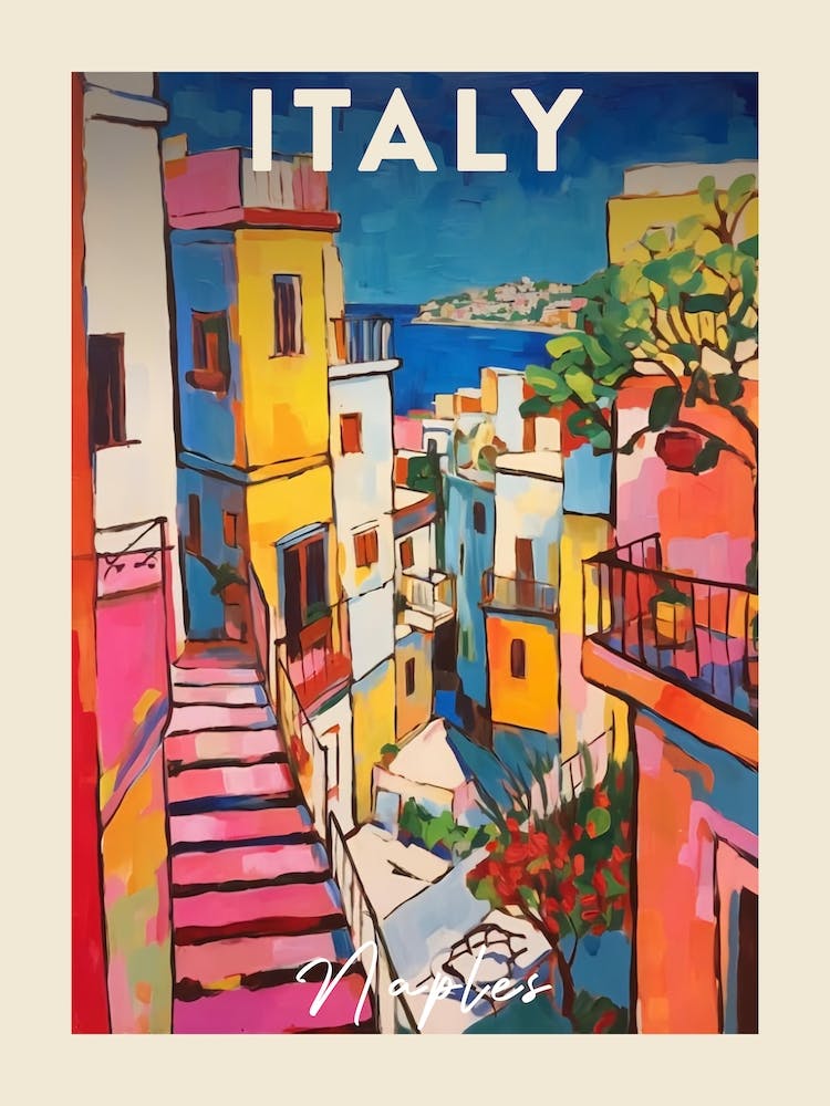 Naples Italy 4 Fauvistisches Gemälde Reiseposter