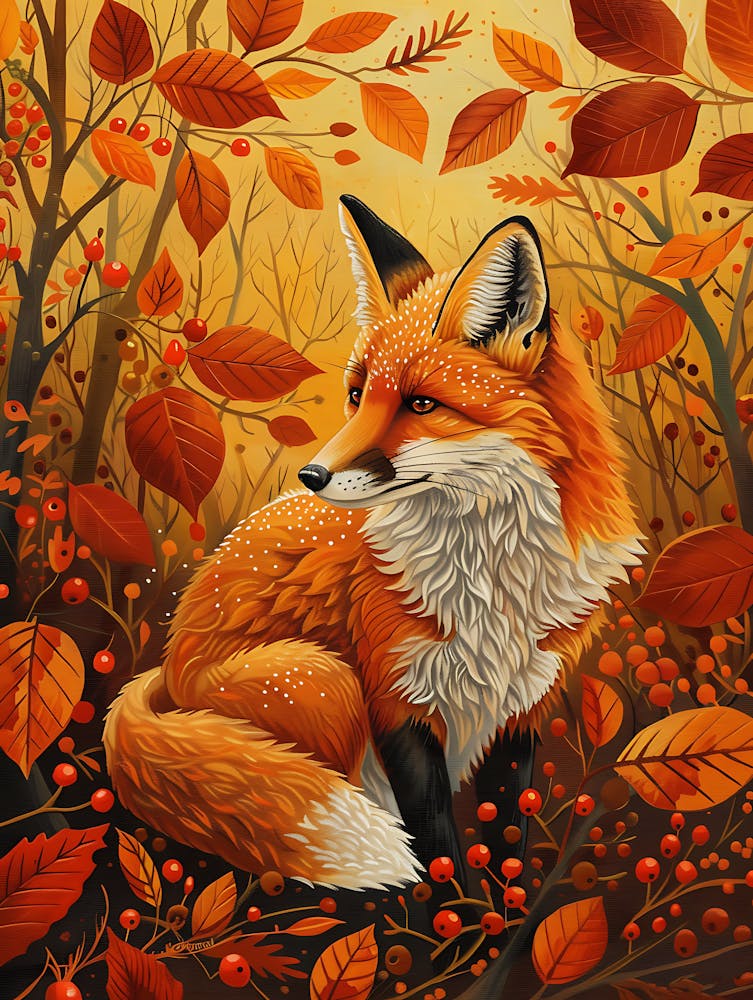 Solitary Fox In The Autumn 2
