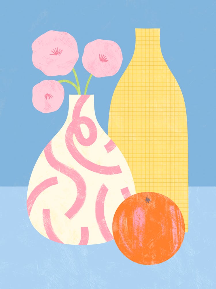 Still Life with Vase And Orange