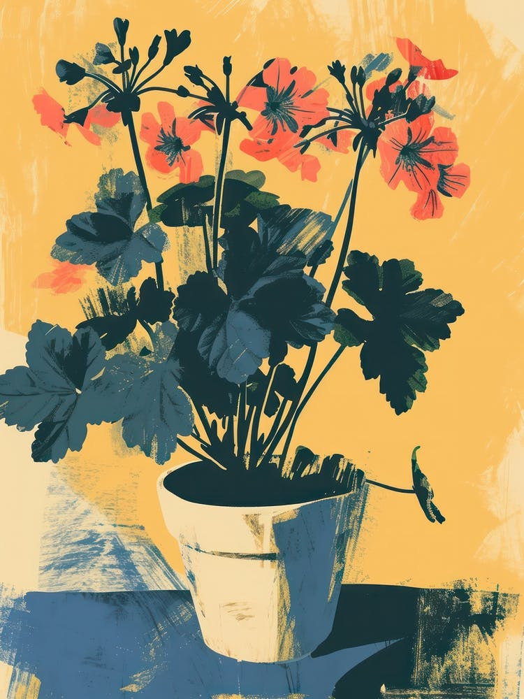 Geranium Flowers On A Table   Contemporary Illustration 1