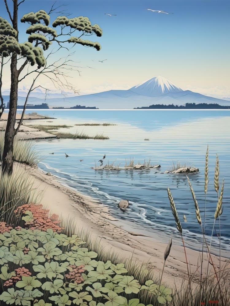 Lake Biwa In Shiga, Ukiyo E Drawing 3