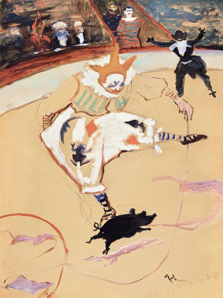 At The Circus Fernando Medrano With A Piglet , Henri de Toulouse-Lautrec
