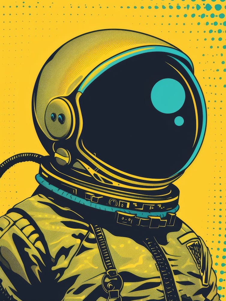 Astronaut In A Helmet In Pop Art Style3