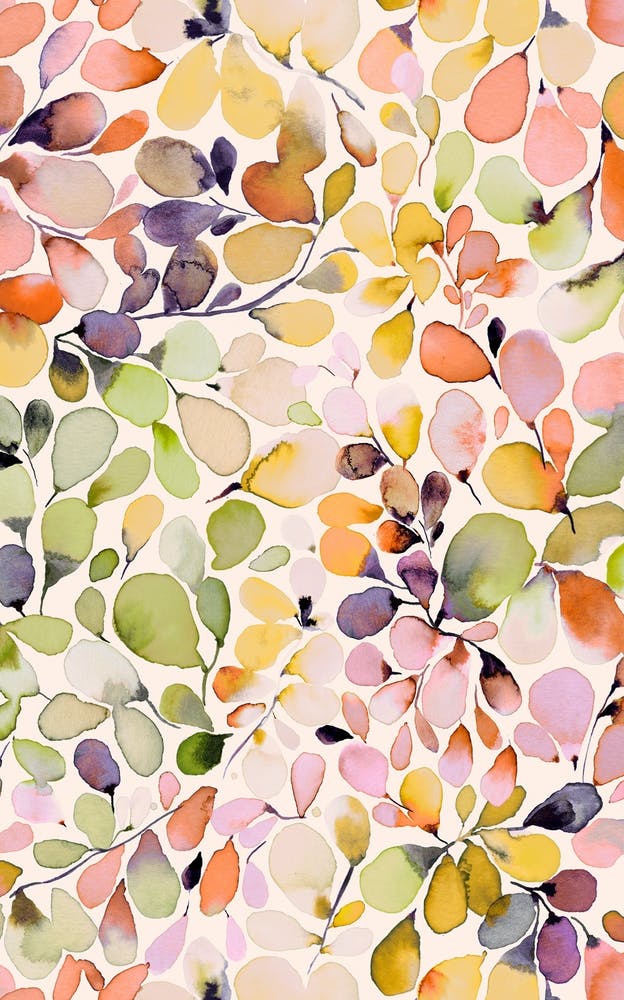 Leaffy Eucalyptus Coral Yellow