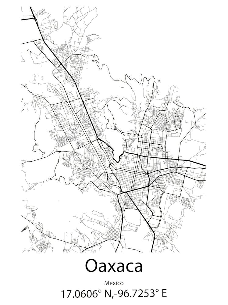 Oaxaca, Mexiko Minimalistische Karte