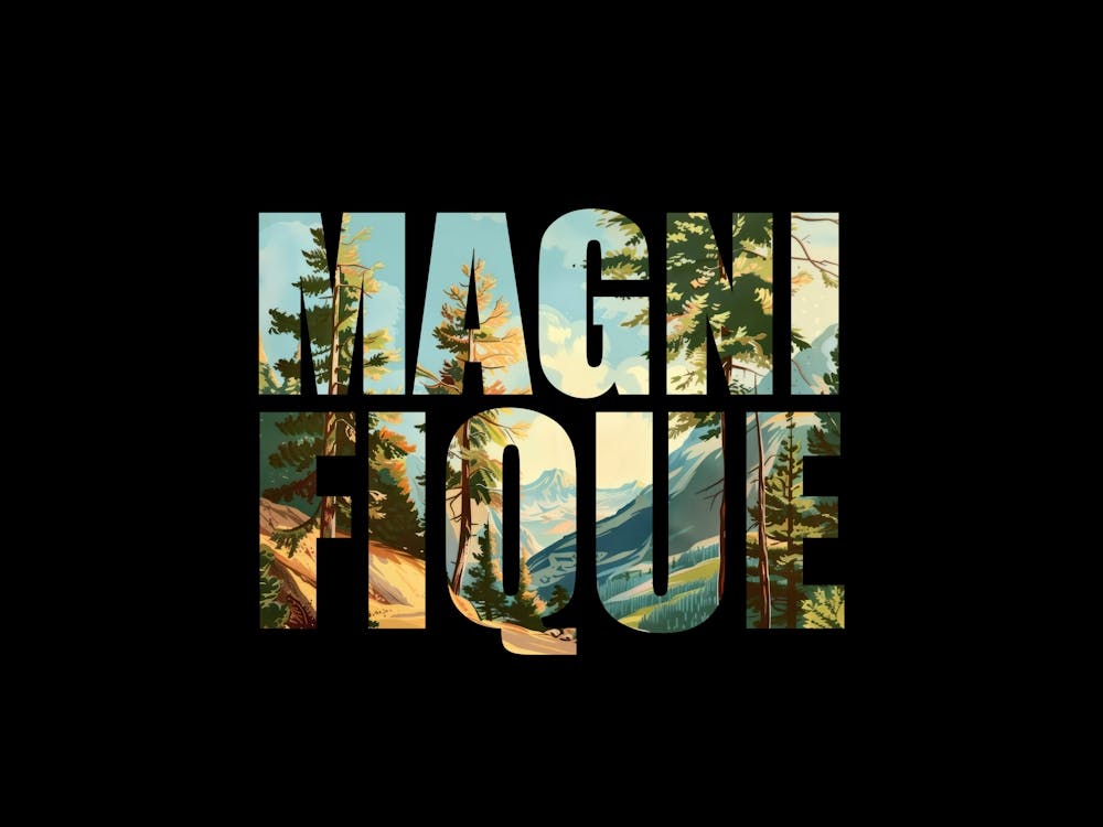 Magnifique Poster Retro Wooded Pines 3