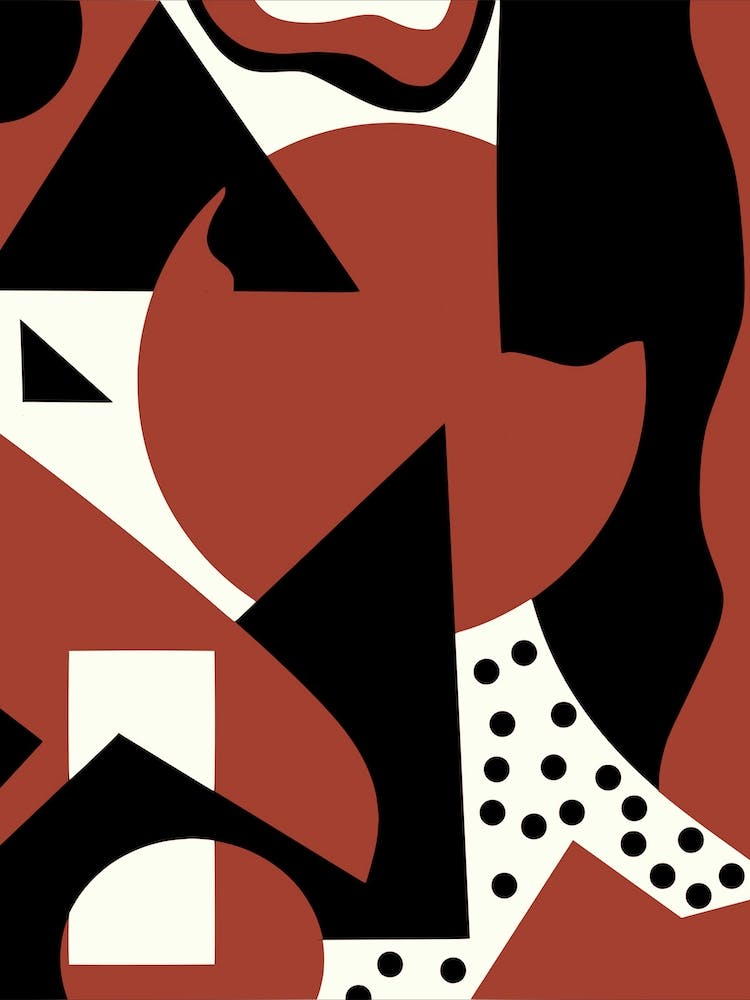 Geometrical Red Abstract Maximalist