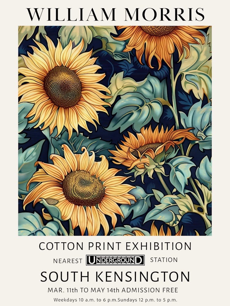 William Morris Vintage Poster Sunflowers Pattern