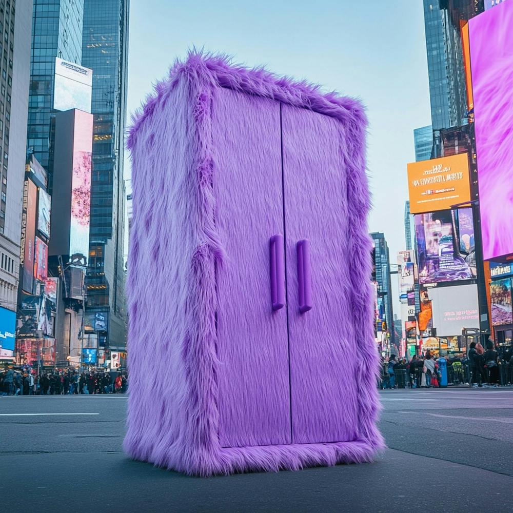 Placard violet à Times Square