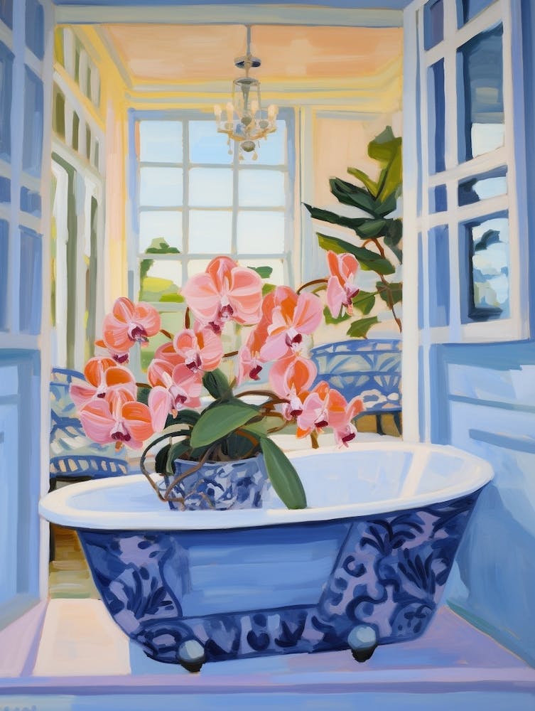 A Bathtube Full Of Orchid In A Bathroom 3
