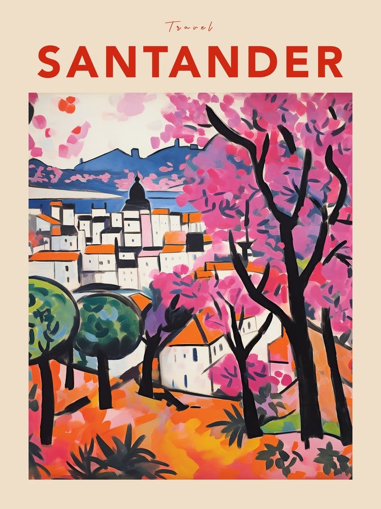 Santander Spain 4 Fauvist Travel Poster