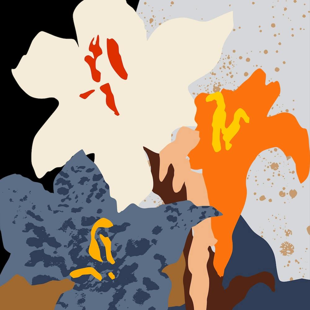 Abstract Lilies Close Up Square