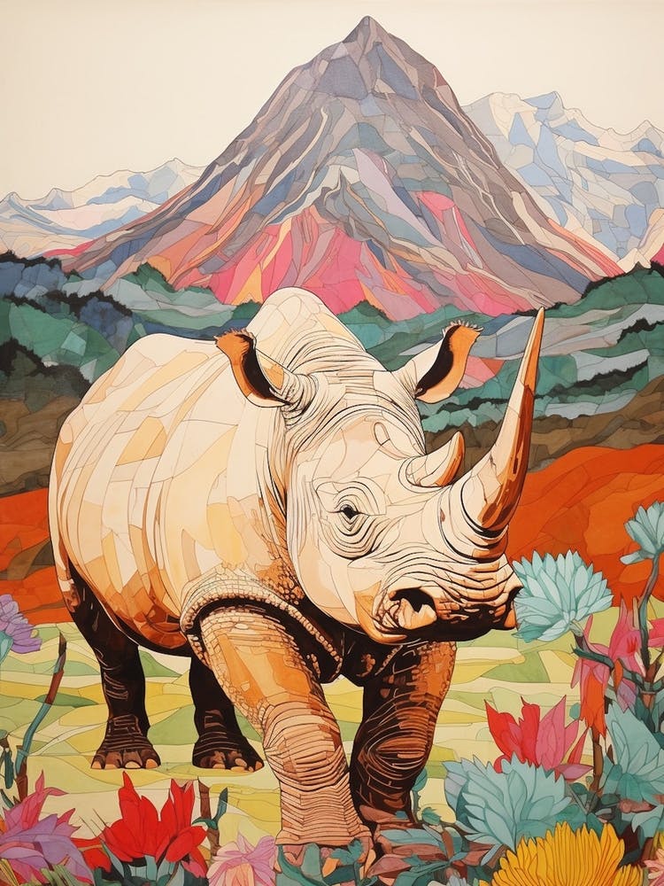 Detailed Pencil Crayon Drawing Inspired Rhino