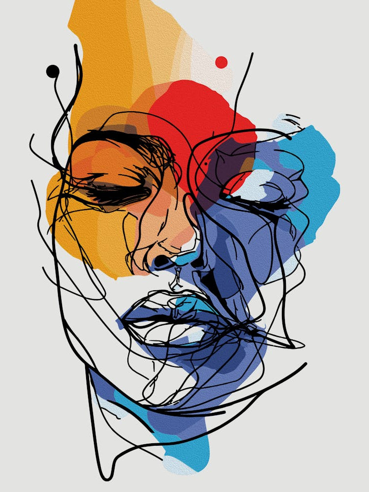 Abstract Fluid Line Face Art