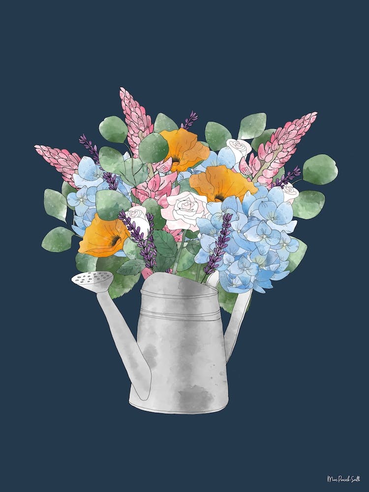 Summer Flowers In A Watering Can