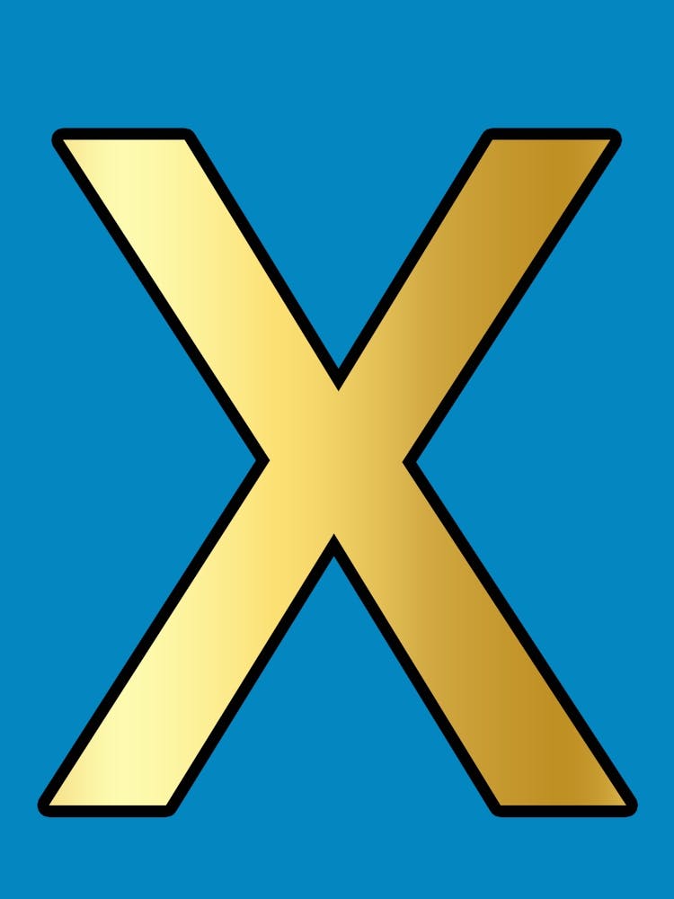 Letter X Gold Alphabet Turquoise