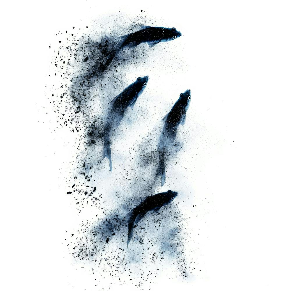 Drei Fische in der Luft
