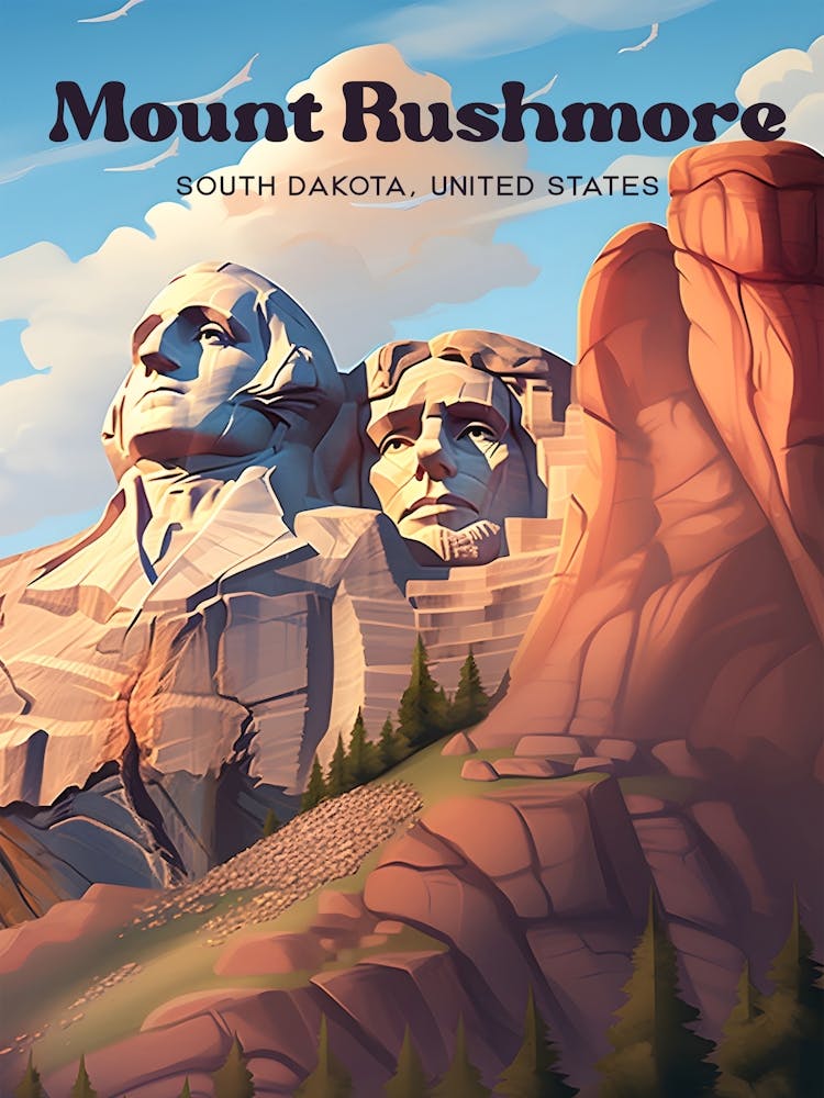 Mount Rushmore South Dakota USA President Travel Art