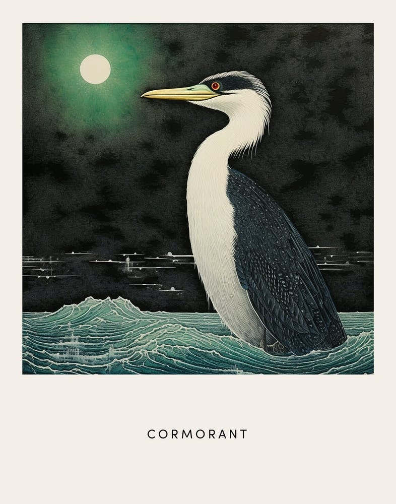Ohara Koson Inspired Bird Painting Cormorant 2 Poster
