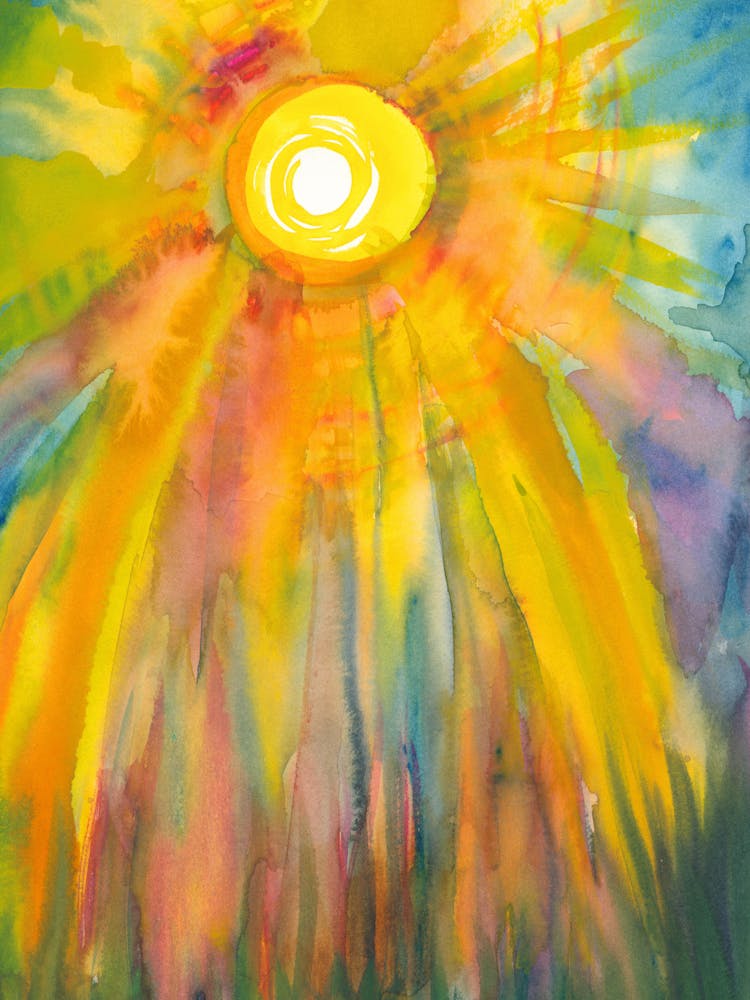 Lever de soleil - Aquarelle