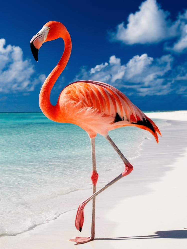 Flamingo On The Beach