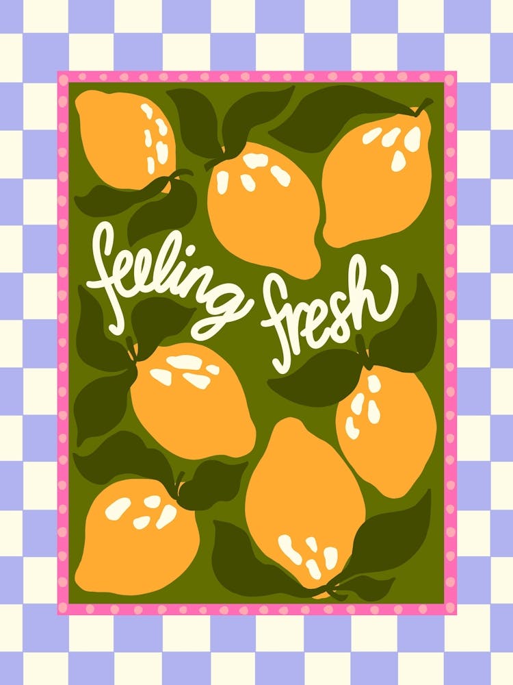 Feeling Fresh Bright Citrus Lemons Vintage Inspired Illustration