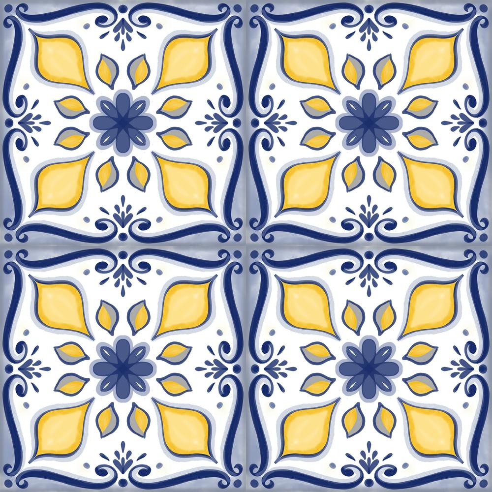 Blue And Yellow Tile Pattern