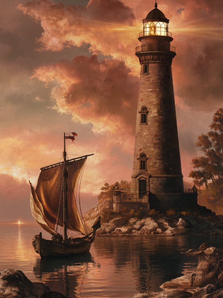 Lighthouse At Sunset