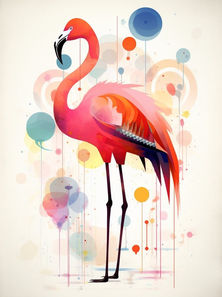 Bird Painting Collage Flamingo 4