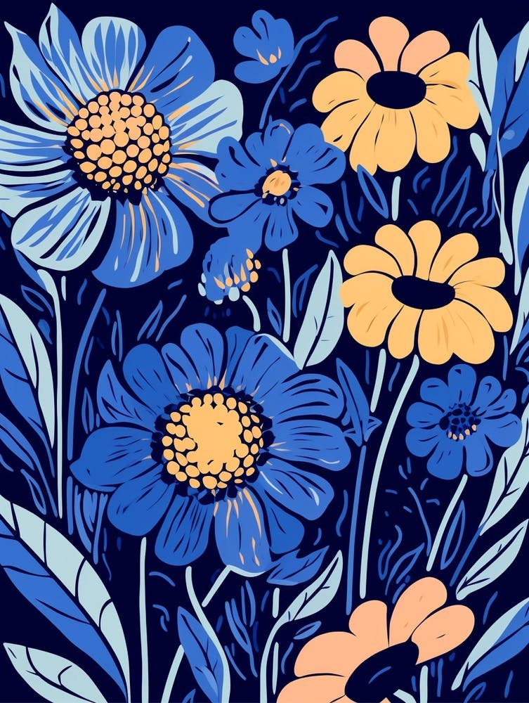 Blue Flower Illustration Gaillardia 1