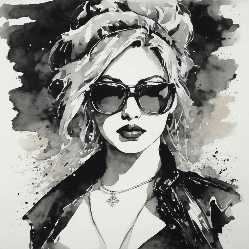 Black And White Watercolor Painting