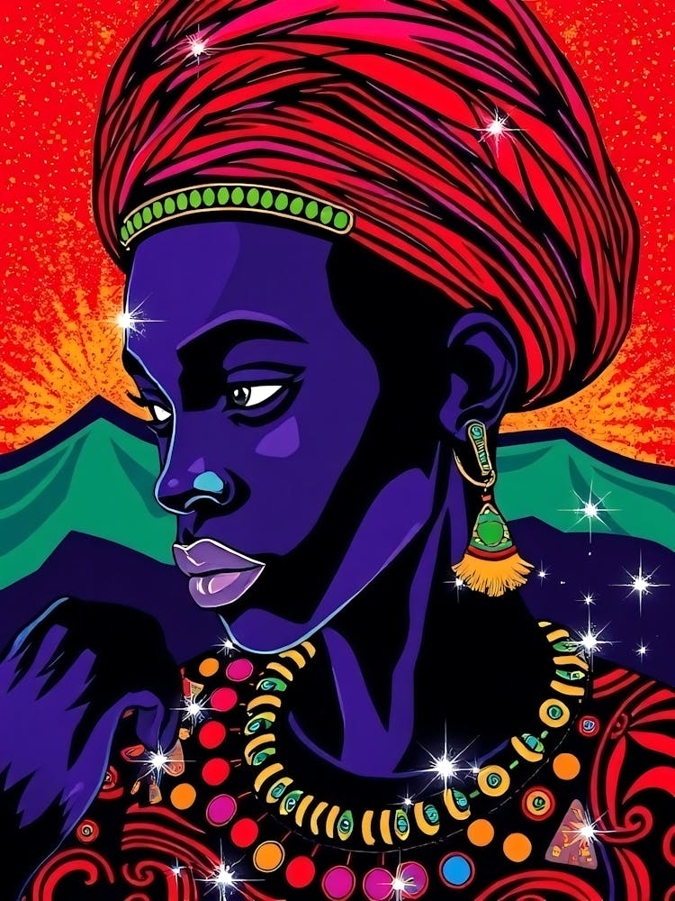 African Woman - Creative Color Illustration