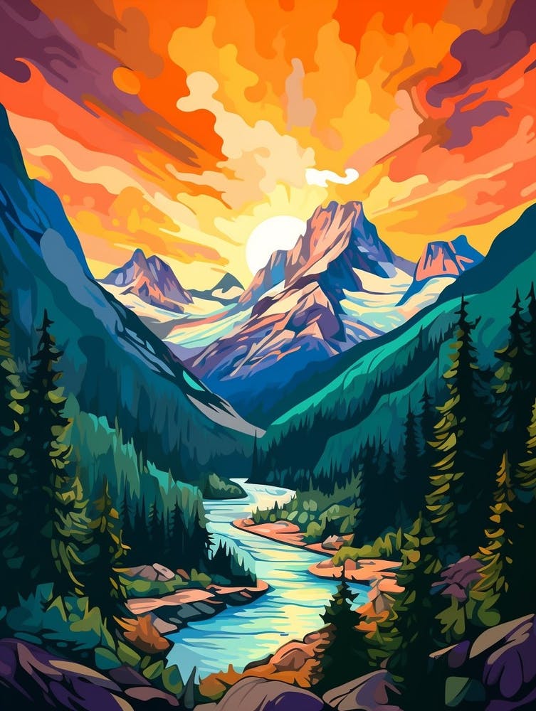 North Cascades National Park Retro Pop Art 5