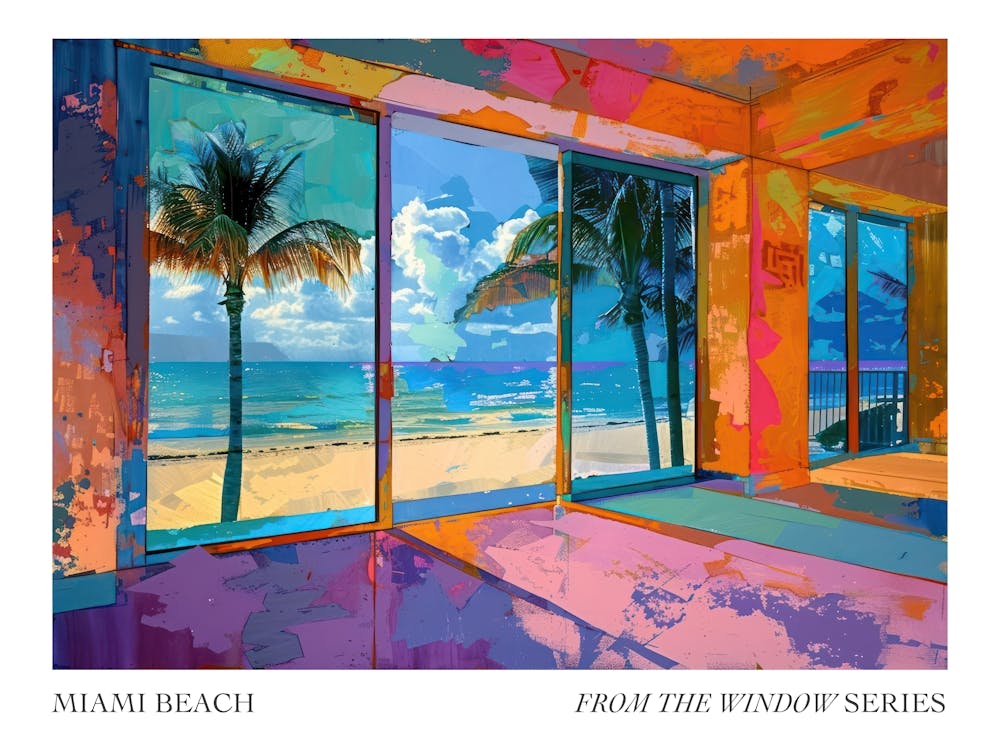 Miami Beach From The Window Series Poster Painting 2