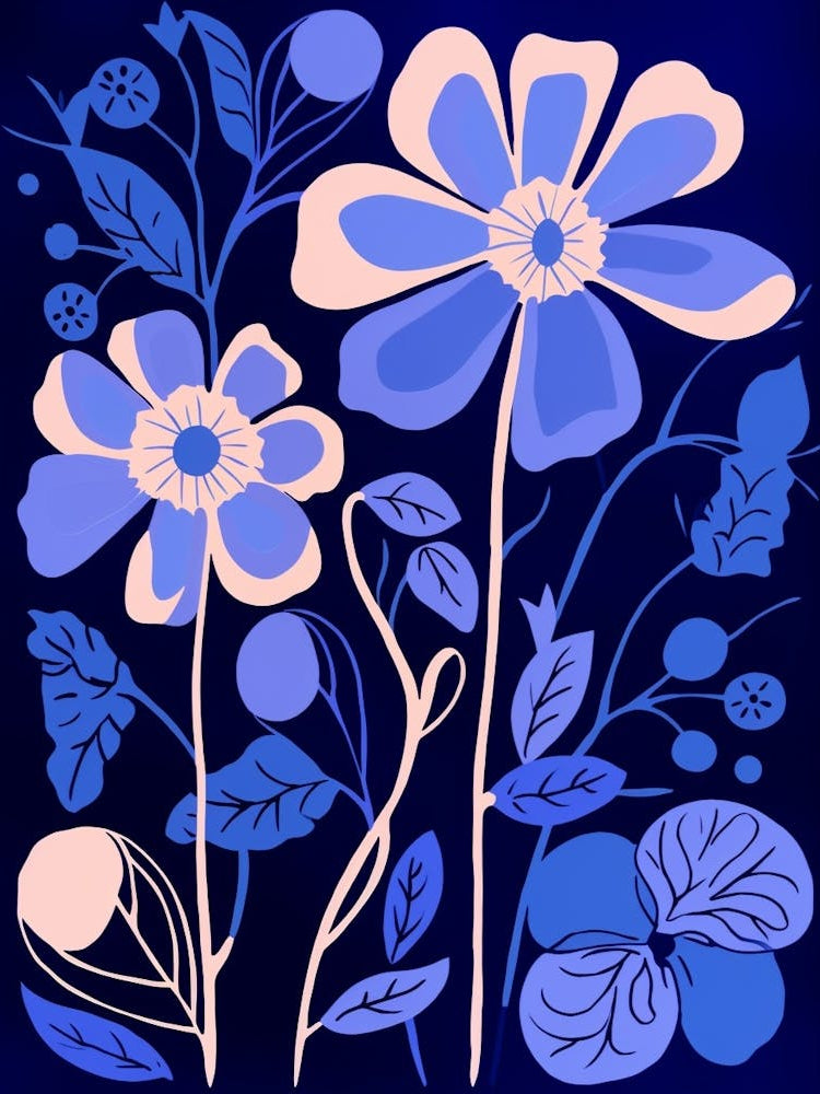 Blue Flower Illustration Daisy 1